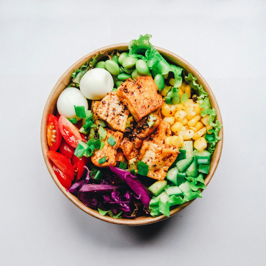 A vibrant, colourful bowl of healthy food symbolising mindful, intentional eating